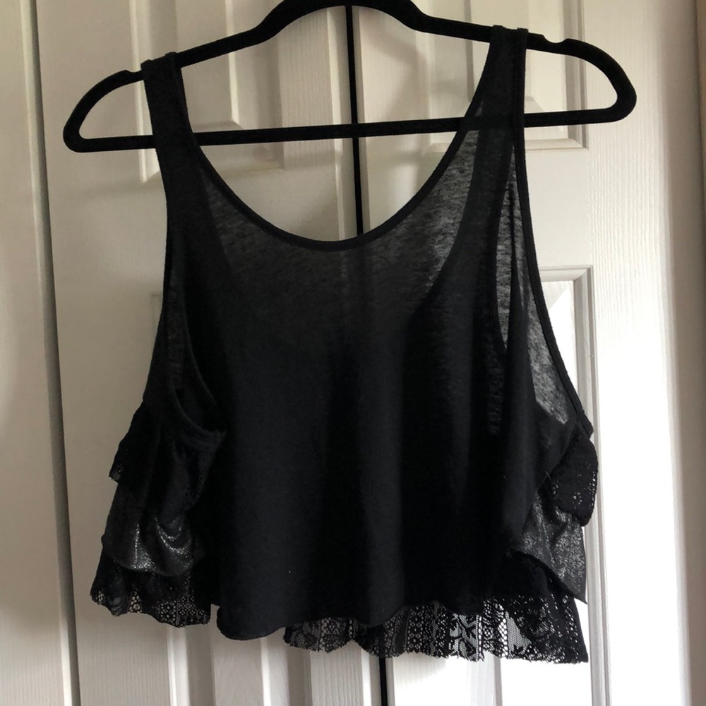 Free people ruffle back detail crop top